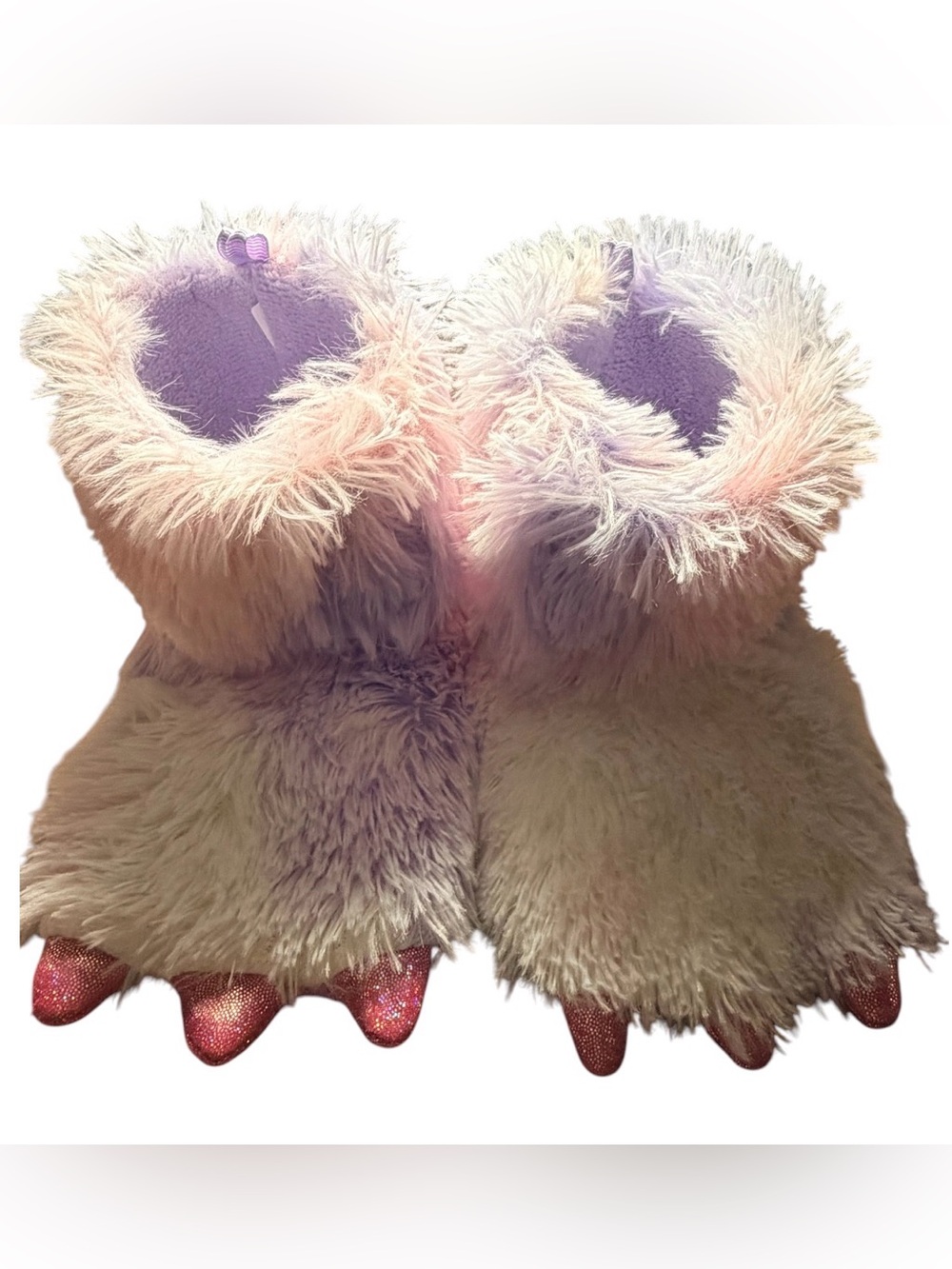 Wonder Nation Girls Fuzzy Monster Claw Slippers Size 9-10